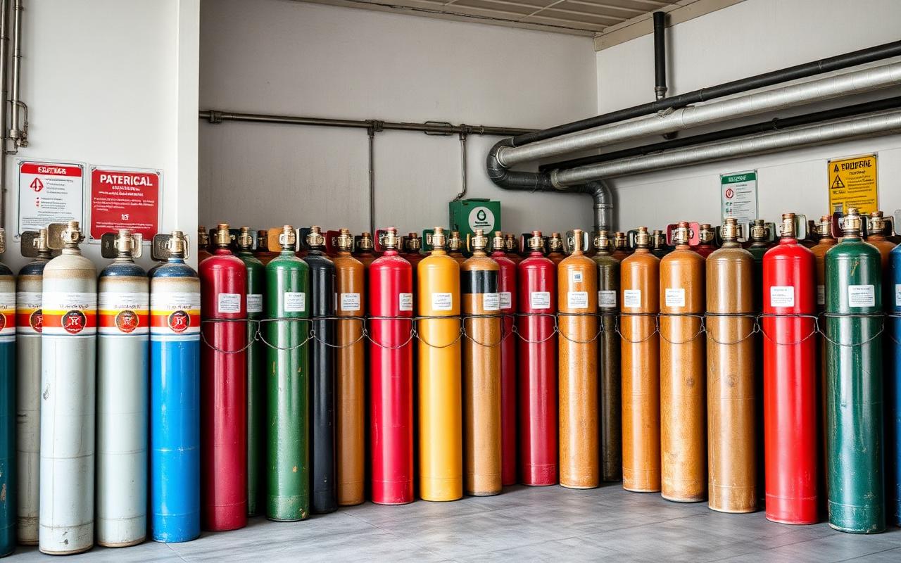 Como armazenar cilindros de gases industriais corretamente
